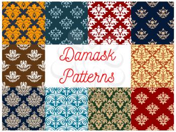 Damask ornamental decoration patterns. Luxurious royal ornaments and imperial decorative wallpapers