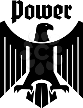 Eagle heraldic icon. Vector gothic falcon bird sign. Power hawk heraldry sign for sport team mascot, shield, army, military, security coat of arms