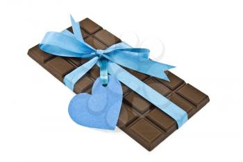 Royalty Free Photo of a Chocolate Bar Wrapped in a Bow