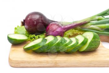 Royalty Free Photo of Cucumber Slices With Red Onions