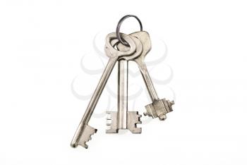 Bunch of keys on white background 