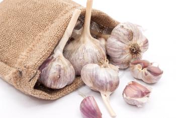  Burlap sack with garlic 