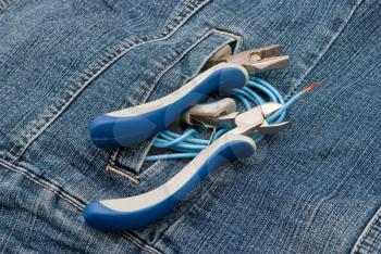 Pliers to repair a pocket of jeans 