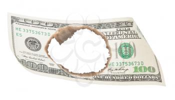 Burnt hundred dollar bill