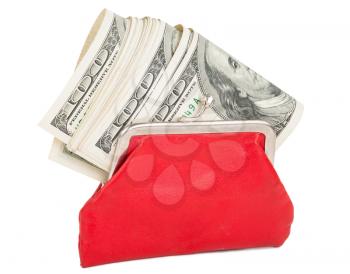 Red purse with the money