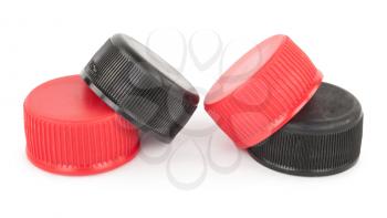Red and black plastic stoppers