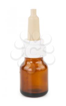 Brown glass vial with nasal drops