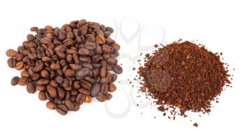 Ground coffee and beans
