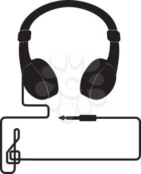 Headphone icon. Headphones with cord