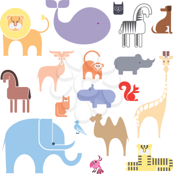 Cute Animal illustration Icon Set isolated on a white background