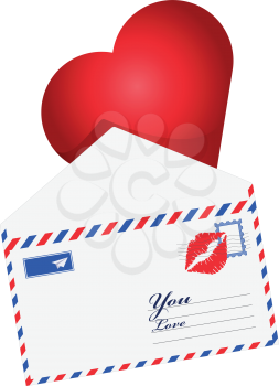 Heart in the envelope. Mail open with heart. The image to the day of lovers