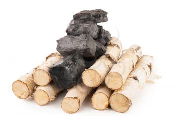 Birch firewood with coal