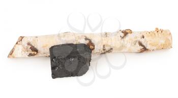 Birch firewood with coal