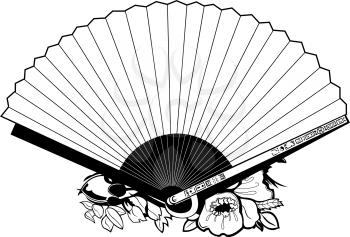 Royalty Free Clipart Image of a Fan With Flowers