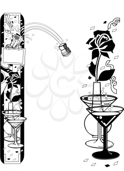 Royalty Free Clipart Image of a Champagne Border