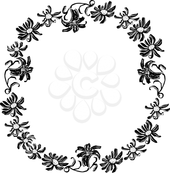 Royalty Free Clipart Image of a Floral Wreath Frame