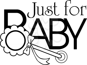 Royalty Free Clipart Image of a Baby Promo With a Rattle