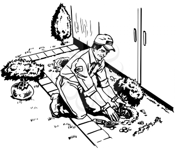 Royalty Free Clipart Image of a Landscaper