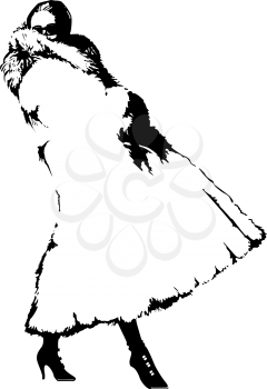 Royalty Free Clipart Image of a Woman in a Fur Coat