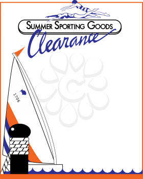 Royalty Free Clipart Image of a Summer Sporting Goods Clearance Promo