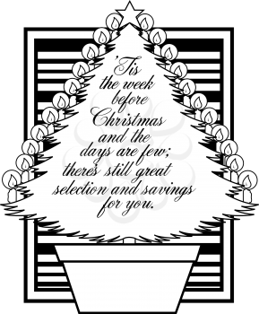Royalty Free Clipart Image of a Retail Promotion With a Christmas Tree