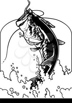 Royalty Free Clipart Image of a Fish Jumping