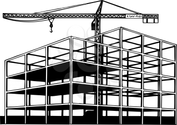 Royalty Free Clipart Image of a Steel Girder Building
