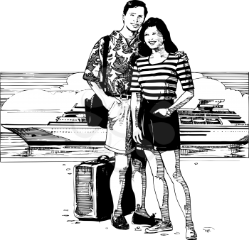 Couplegoingoncruiseship Clipart