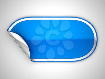 Royalty Free Clipart Image of a Bent Blue Sticker