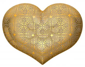 Royalty Free Clipart Image of a Gold Heart Covered in Diamonds