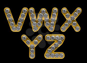 Royalty Free Clipart Image of Gold Letters Incrusted With Diamonds