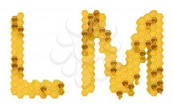 Royalty Free Clipart Image of the Letters L and M in Honey