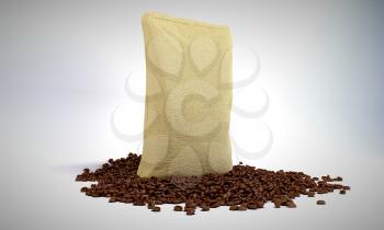 Royalty Free Clipart Image of Sacking Pack on Coffee Beans