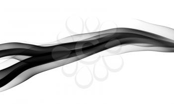 Abstract black fume wave over the white background
