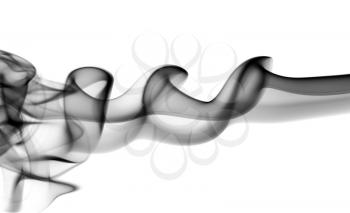 Abstract black fume waves over the white background