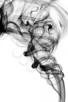 Abstract black smoke pattern over the white background