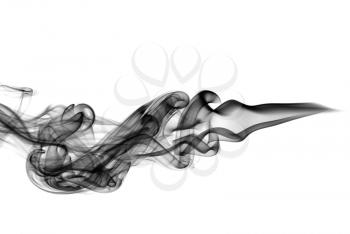 Abstract black smoke waves over the white background