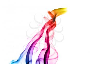 Abstract colored puff of smoke over white background