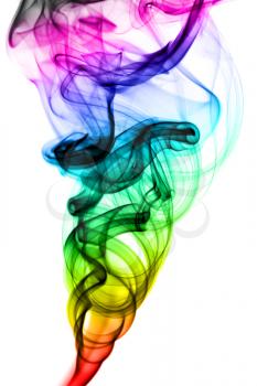Abstract colorful smoke patterns over the white background