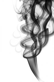 Black Abstract fume swirls over white background