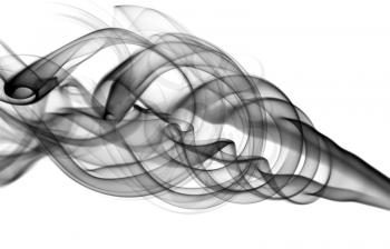 Abstract fume swirls over the white background