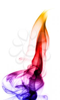 Abstract gradient colored fume shape over the white background
