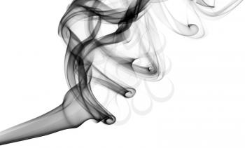 Abstract puff of black fume over the white background
