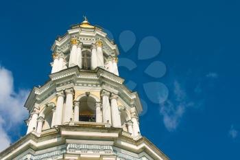  Bell tower and blue cloudy sky. Kiev-Pecherskaya Laura.