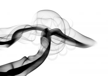 Black Abstract fume waves over the white background