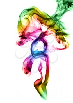 Bright colored fume abstract over the white background