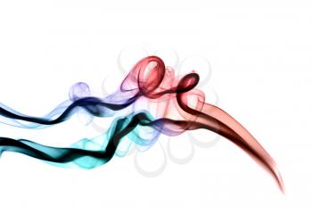Colored abstract fume shapes over the white background