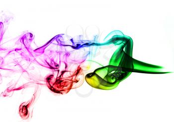 Colored Abstract Smoke over white background