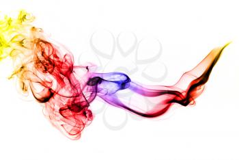 Abstract Colored Smoke shape over white background