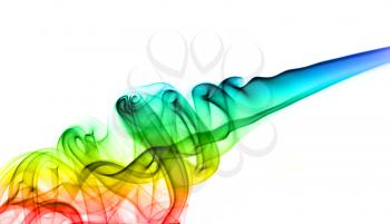 Colorful Abstract smoke waves over white background